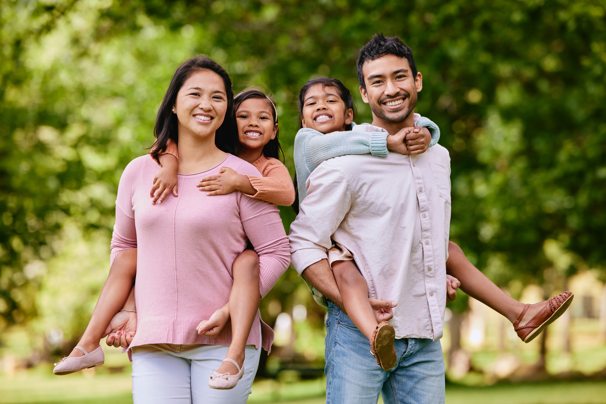 Family together on outside